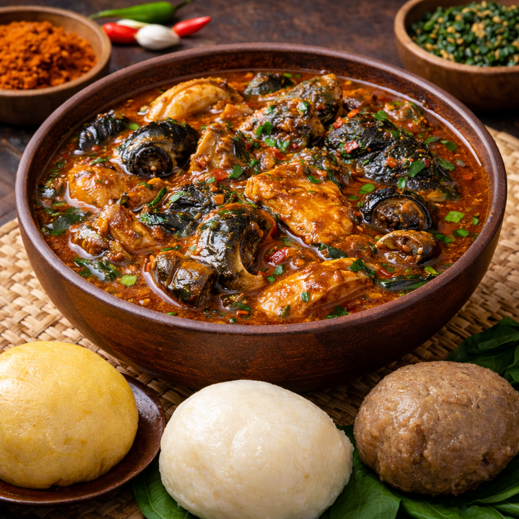 Banga soup with swallow image