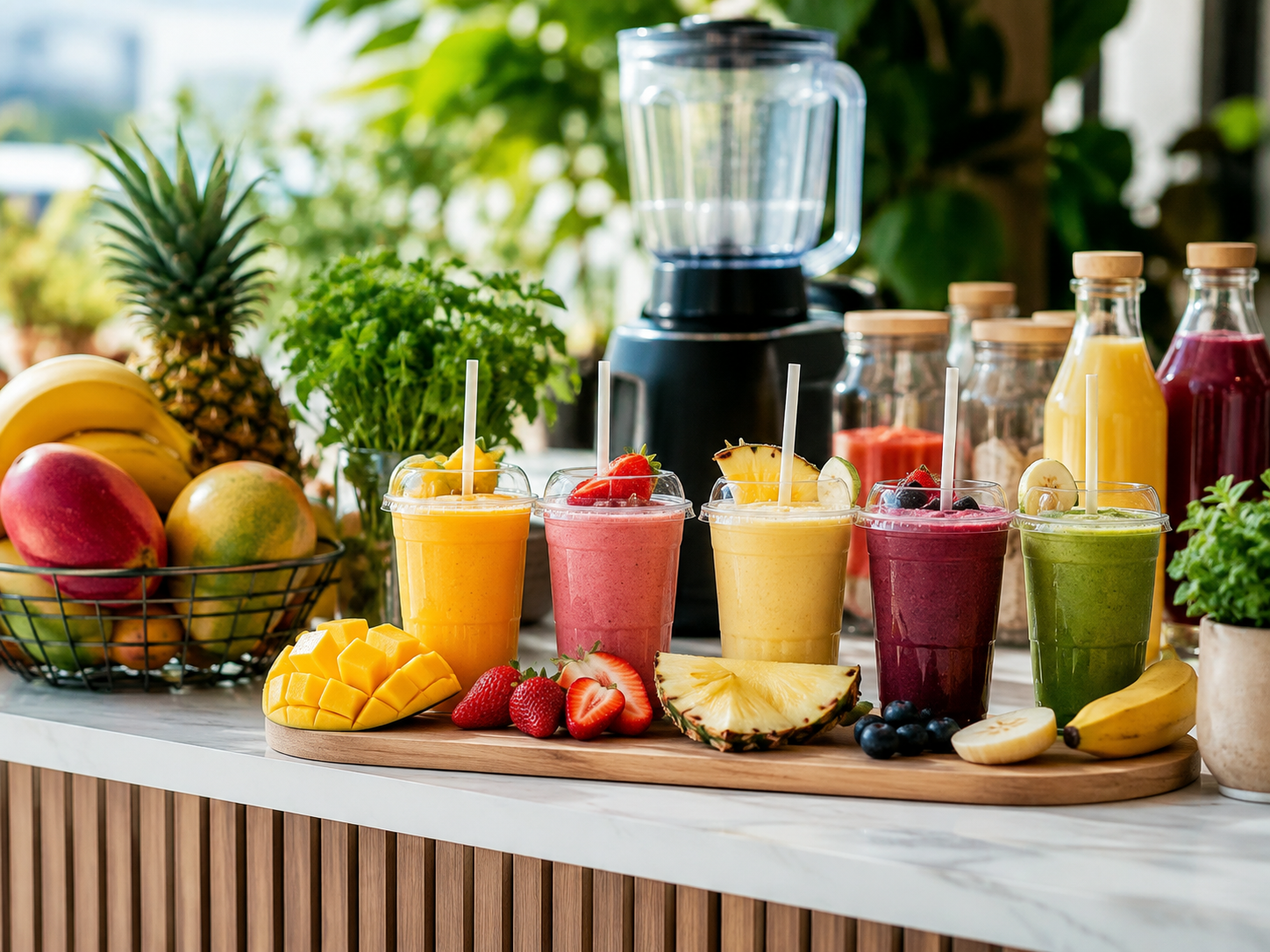 Chilled JuiceIN smoothies prepared for an event